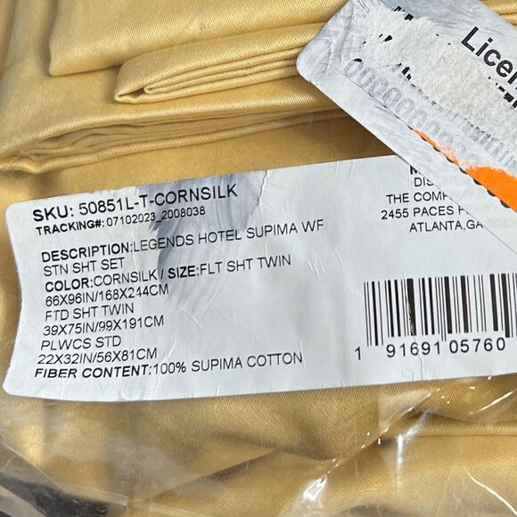 The Company Store Legends Smooth Wrinkle-Free Sateen Sheet Set, Twin, Corn Silk. - Picture 5 of 7